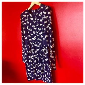 Club Monaco Navy Dandelion Silk Dress